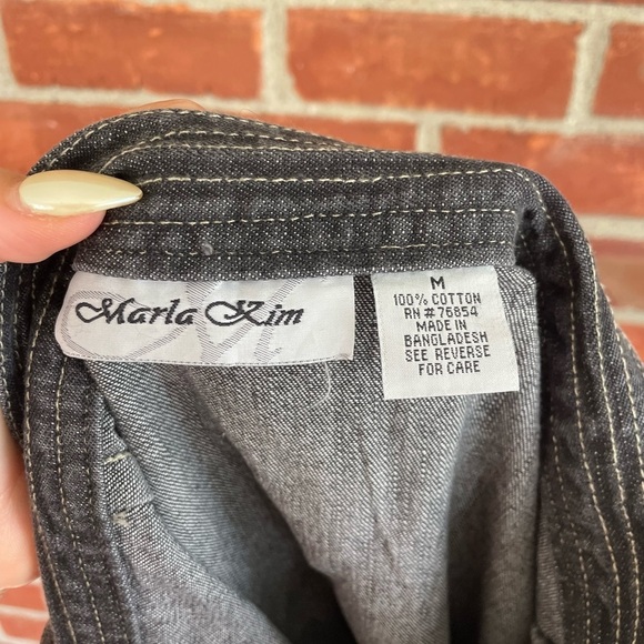 Vintage black denim button front midi skirt - Picture 6 of 7